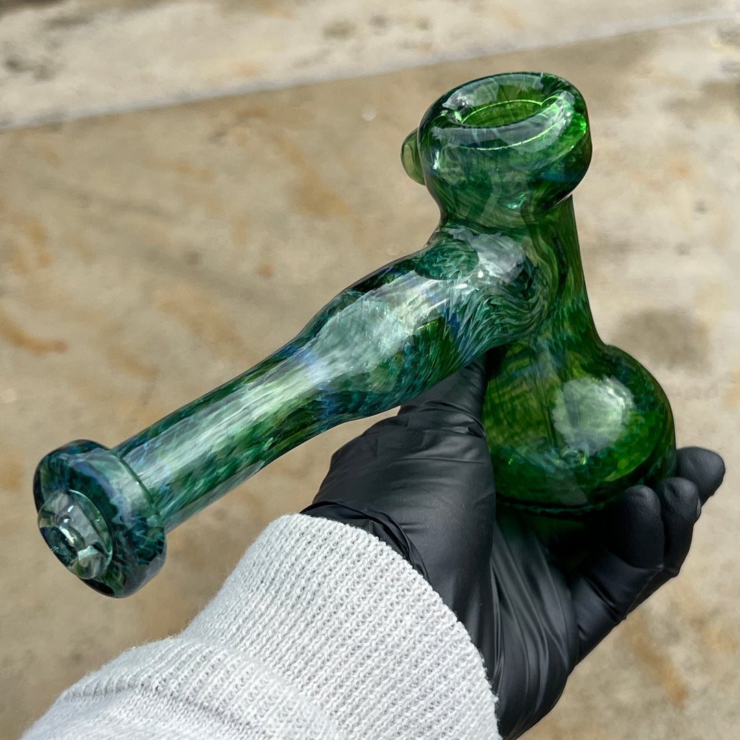 Forest Hammer Bubbler with Green Carb Glass Pipe Cose Glass   