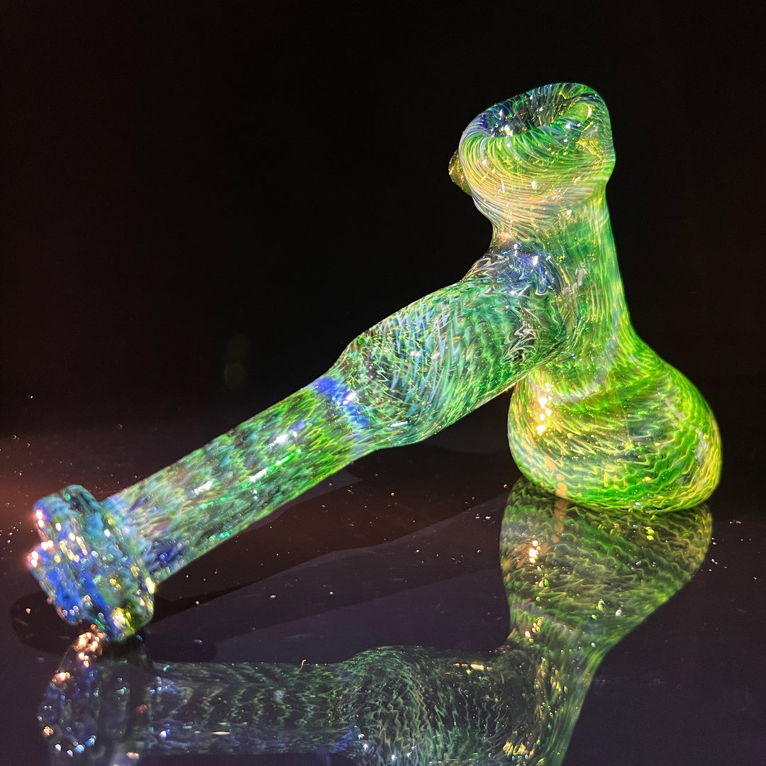 Forest Hammer Bubbler with Green Carb Glass Pipe Cose Glass   