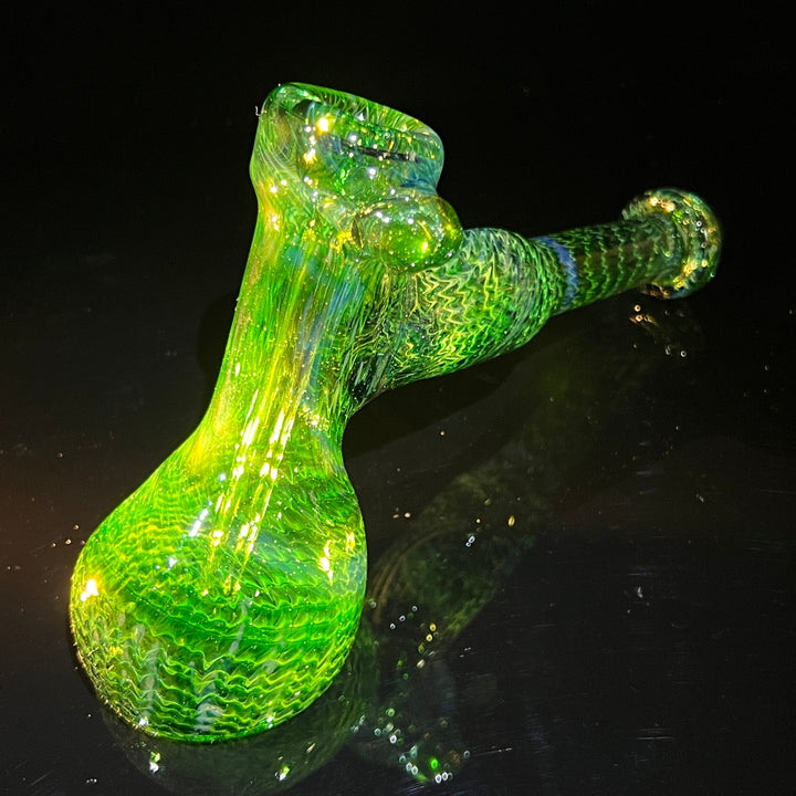 Forest Hammer Bubbler with Green Carb Glass Pipe Cose Glass   