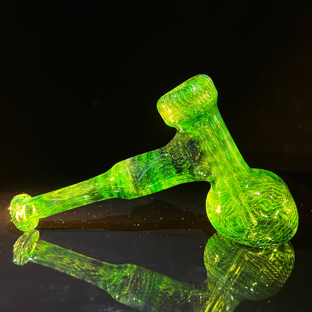 Forest Hammer Bubbler with Green Carb Glass Pipe Cose Glass   