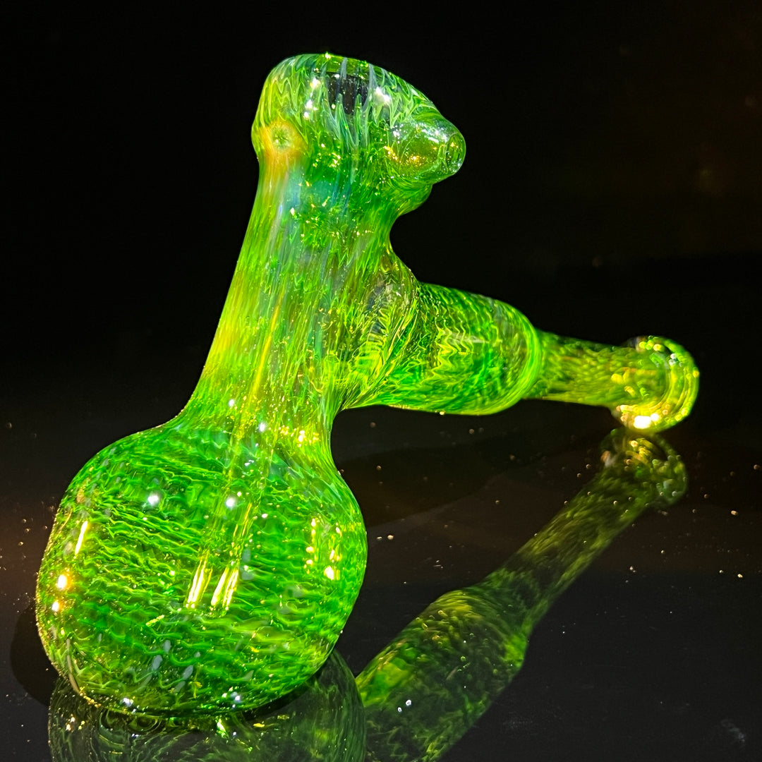 Forest Hammer Bubbler with Green Carb Glass Pipe Cose Glass   