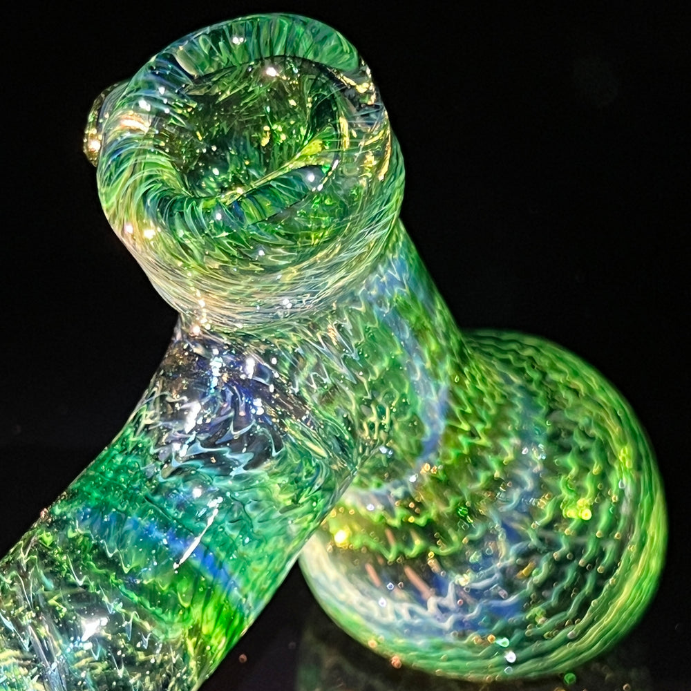 Forest Hammer Bubbler with Green Carb Glass Pipe Cose Glass   