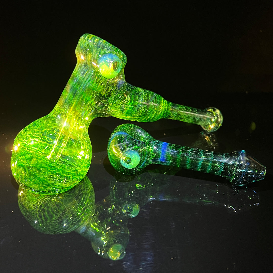 Forest Green Hammer Bubbler Combo Glass Pipe Cose Glass   