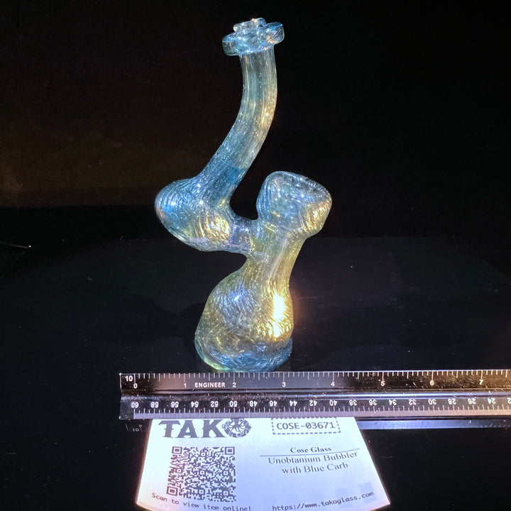 Unobtanium Bubbler with Blue Carb Glass Pipe Cose Glass   