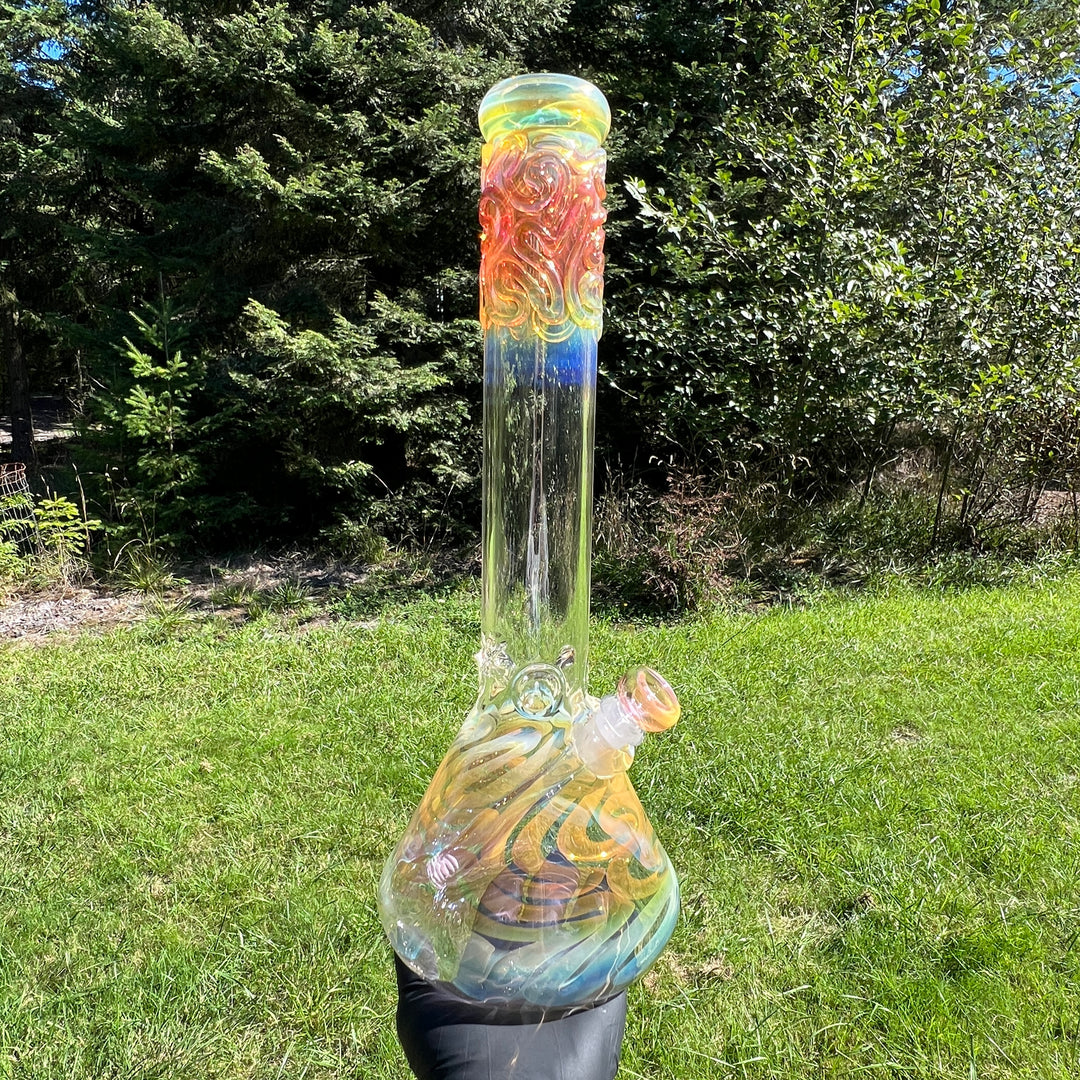 15" Gold Fumed Squiggle Beaker Bong Glass Pipe Mary Jane's Glass   
