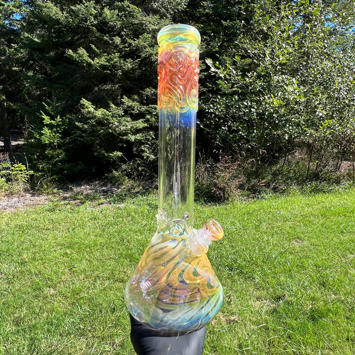 15" Gold Fumed Squiggle Beaker Bong Glass Pipe Mary Jane's Glass   