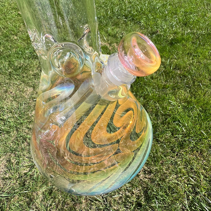 15" Gold Fumed Squiggle Beaker Bong Glass Pipe Mary Jane's Glass   