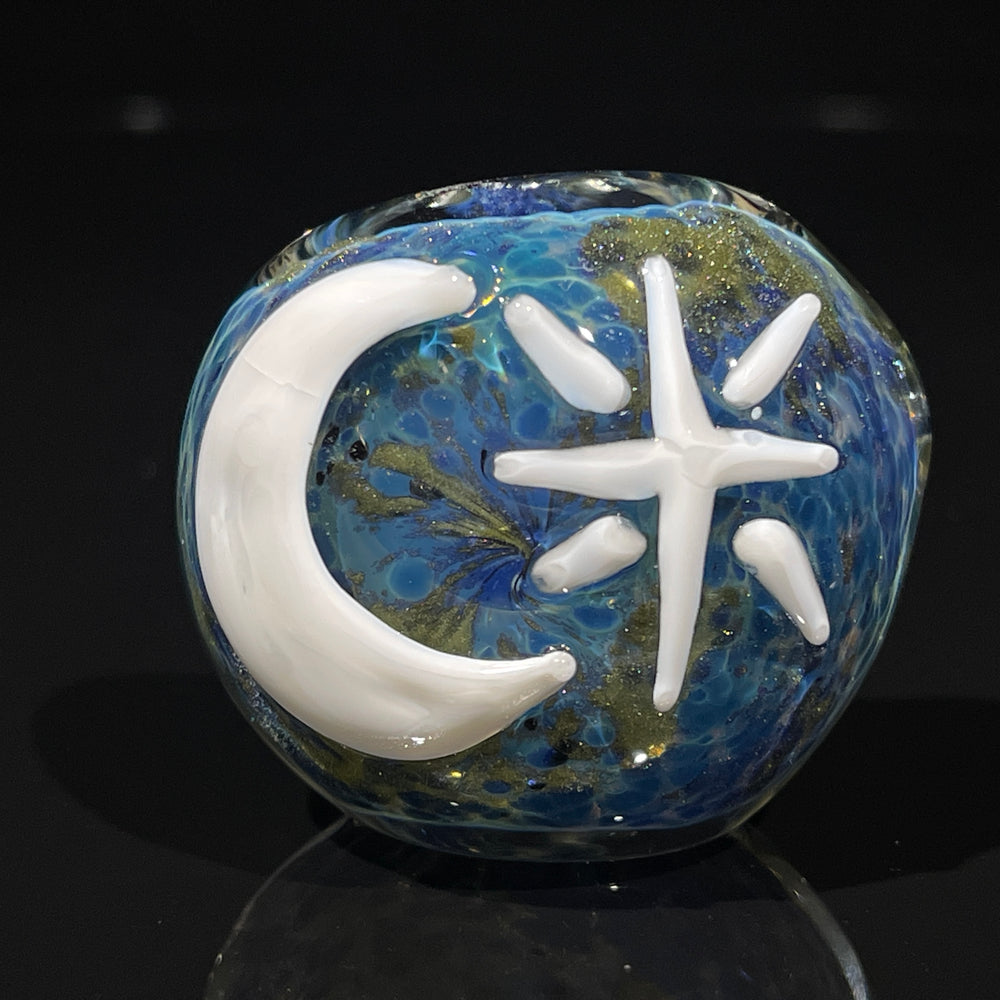 Blue Frit Moon Pipe Glass Pipe Beezy Glass