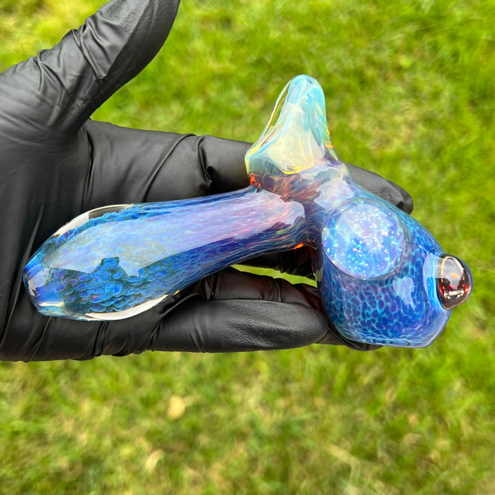 Purple Nebula with Crushed Opal Marble Drop Hammer Glass Pipe Tako Glass   