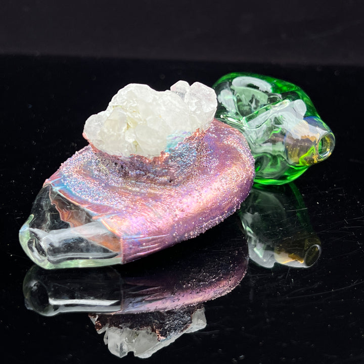 Electroformed White Quartz Glass Pipe - Left Handed Glass Pipe TG   