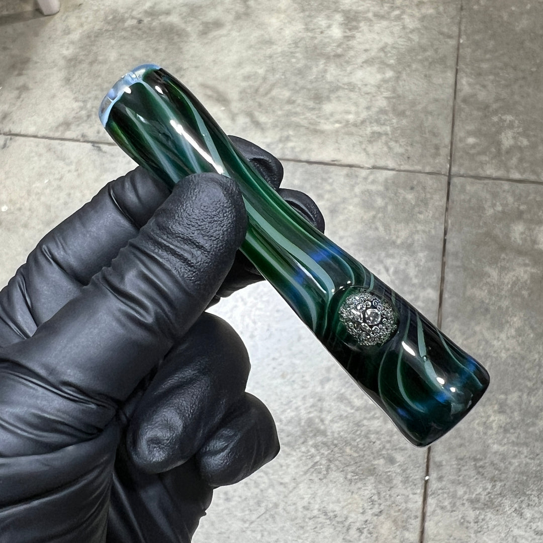 Experimental Green UV Chillum Glass Pipe Taggart Glass   