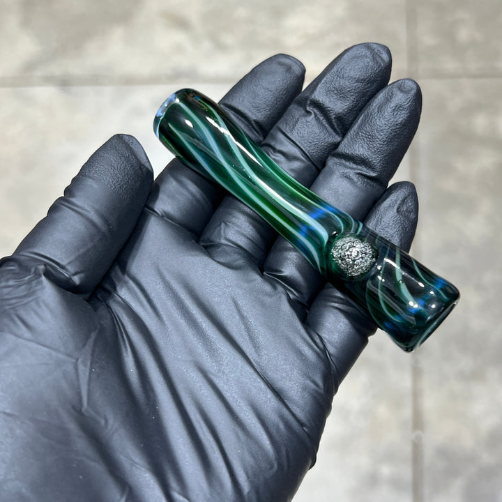 Experimental Green UV Chillum Glass Pipe Taggart Glass   