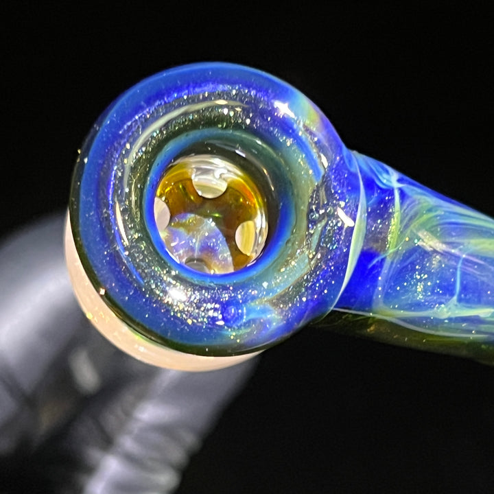 Mystery Adventurine Horned 4 Hole Pull Slide Glass Pipe Kenta Kito   