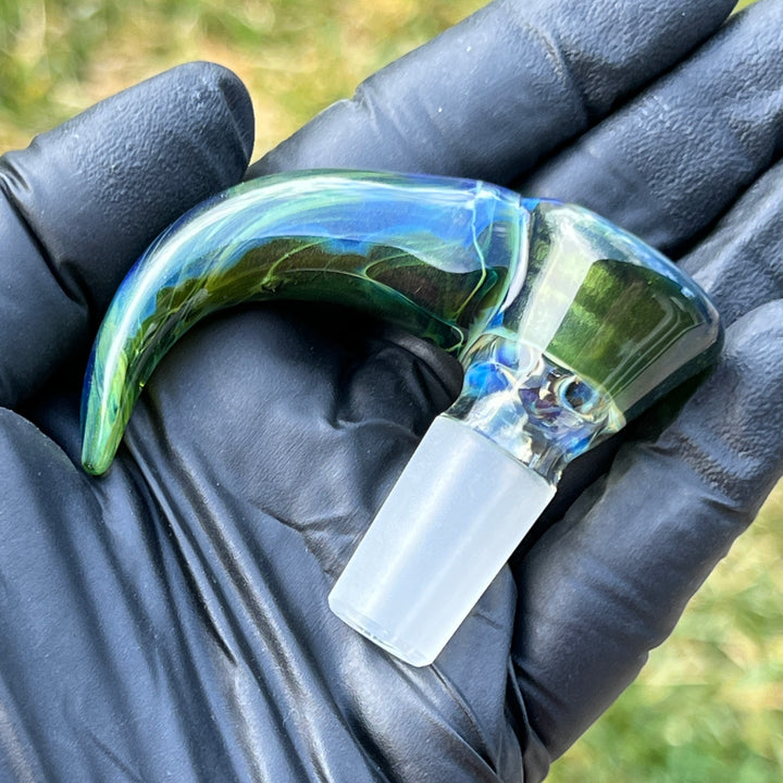 Mystery Adventurine Horned 4 Hole Pull Slide Glass Pipe Kenta Kito   