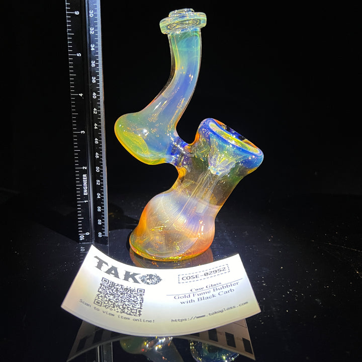 Gold Fume Bubbler with Black Carb Glass Pipe Cose Glass   