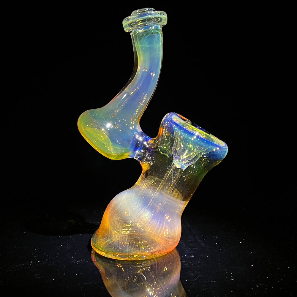 Gold Fume Bubbler with Black Carb Glass Pipe Cose Glass   