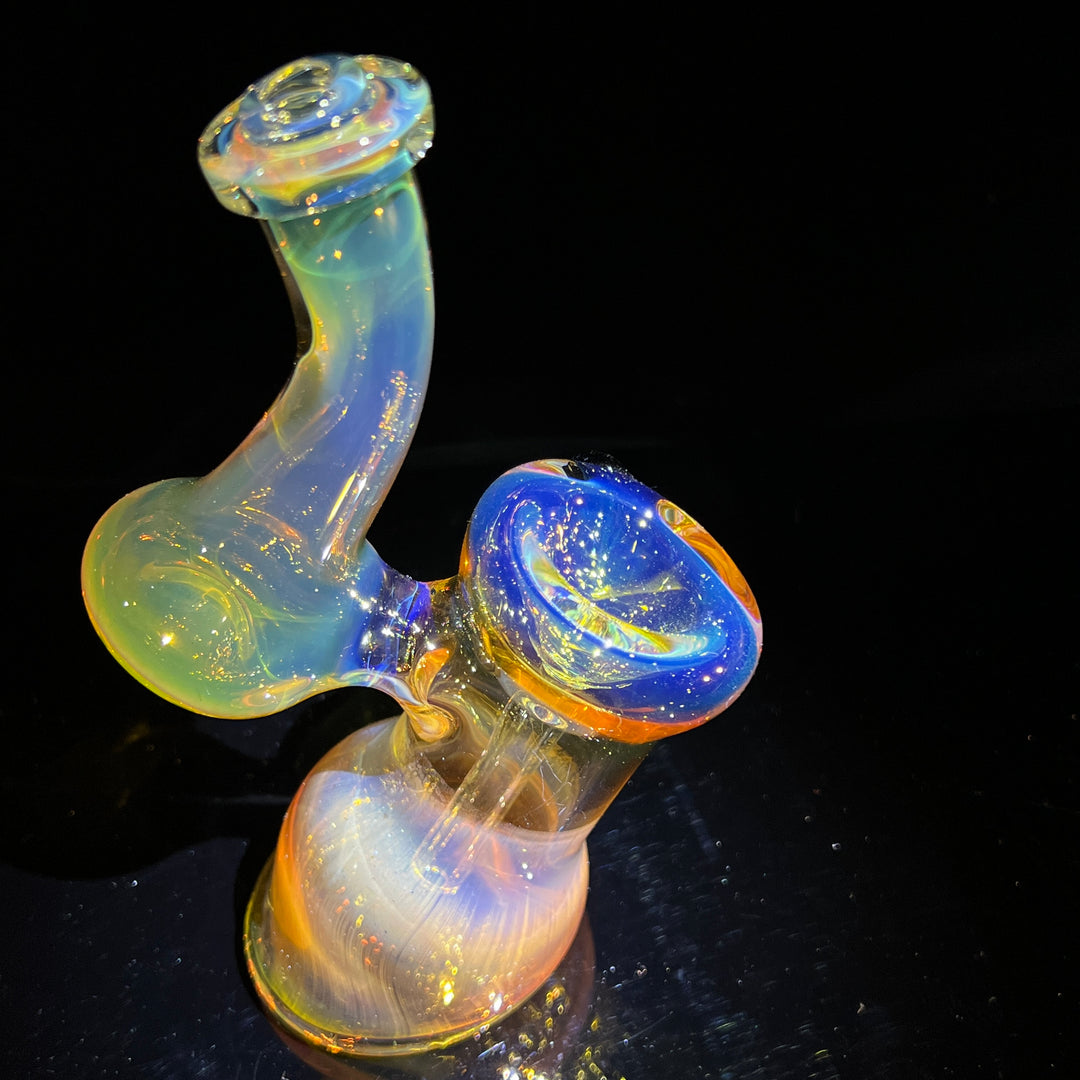 Gold Fume Bubbler with Black Carb Glass Pipe Cose Glass   