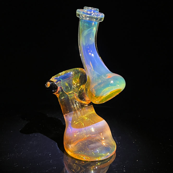 Gold Fume Bubbler with Black Carb Glass Pipe Cose Glass   