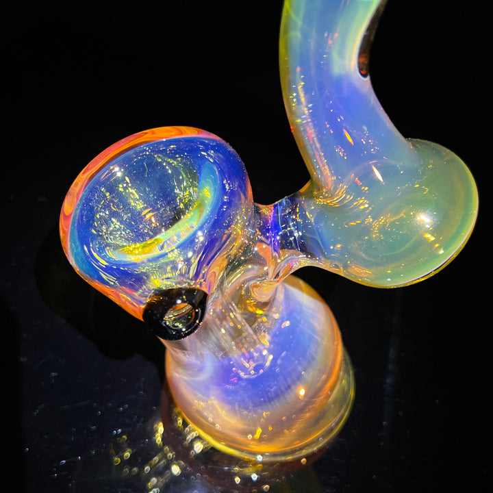 Gold Fume Bubbler with Black Carb Glass Pipe Cose Glass   