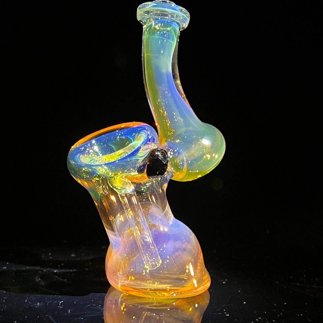 Gold Fume Bubbler with Black Carb Glass Pipe Cose Glass   