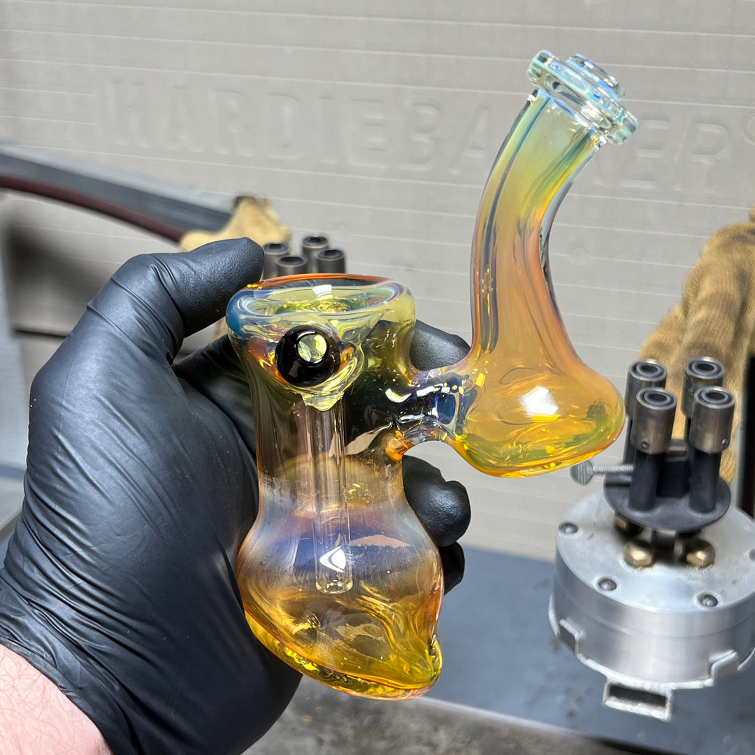 Gold Fume Bubbler with Black Carb Glass Pipe Cose Glass   