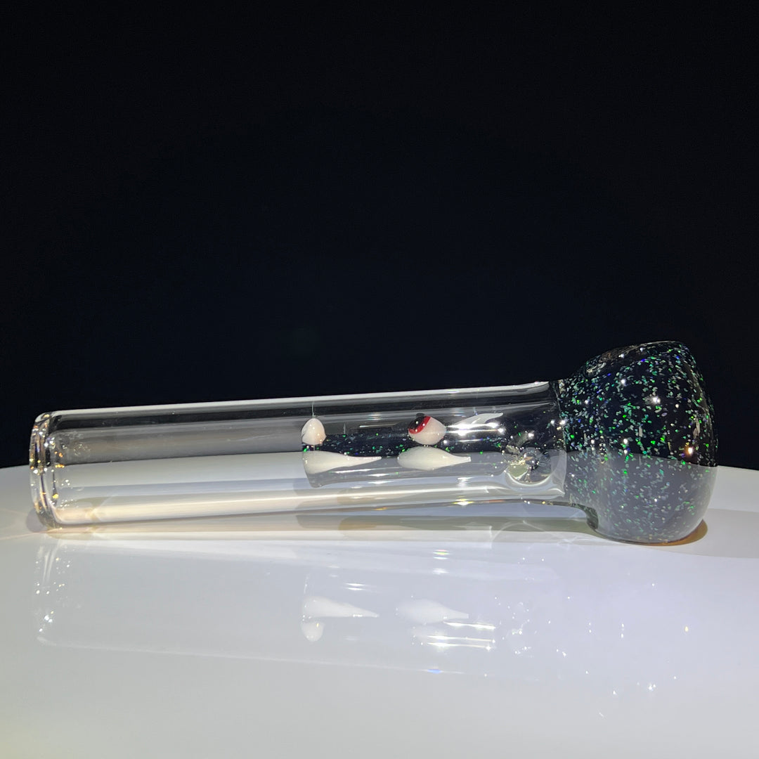 Black and Green Crushed Opal Dragon Glass Pipe Gus Glass   