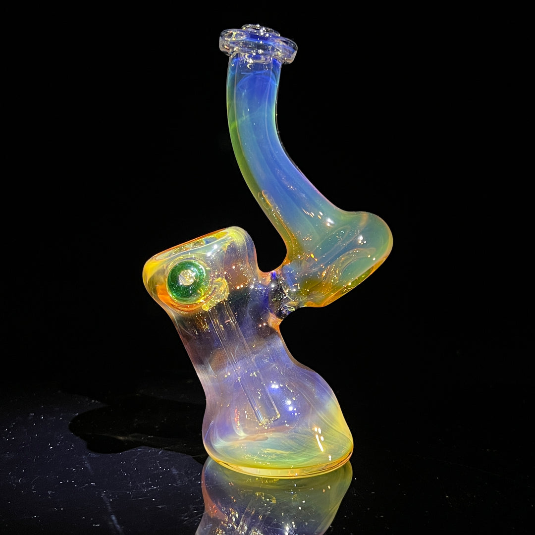 Silver Fume Bubbler with Sparkle Green Carb Glass Pipe Cose Glass   