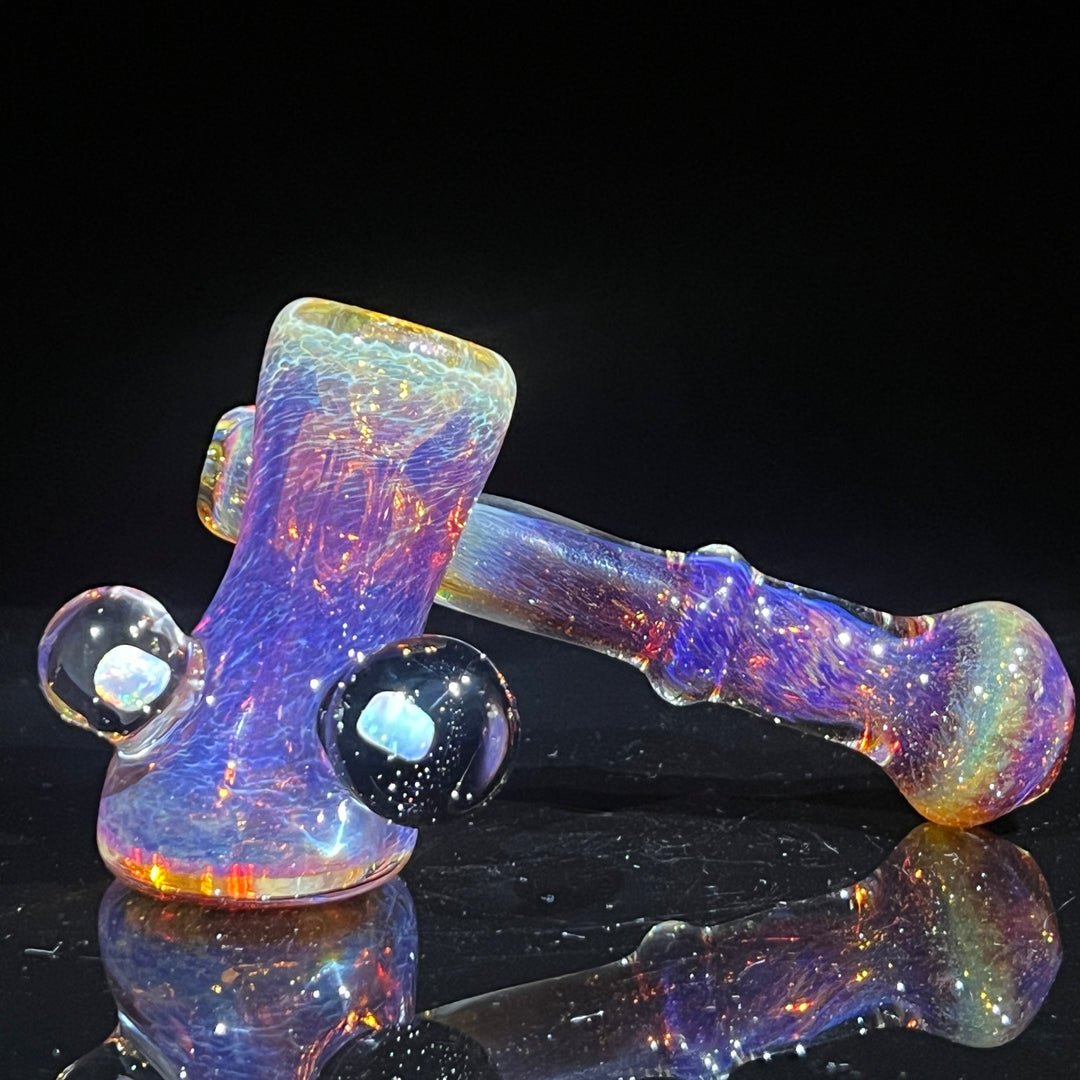 Purple Magic Double Opal Sidecar Bubbler Glass Pipe Beezy Glass