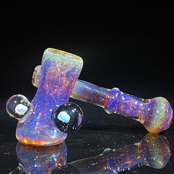Purple Magic Double Opal Sidecar Bubbler Glass Pipe Beezy Glass