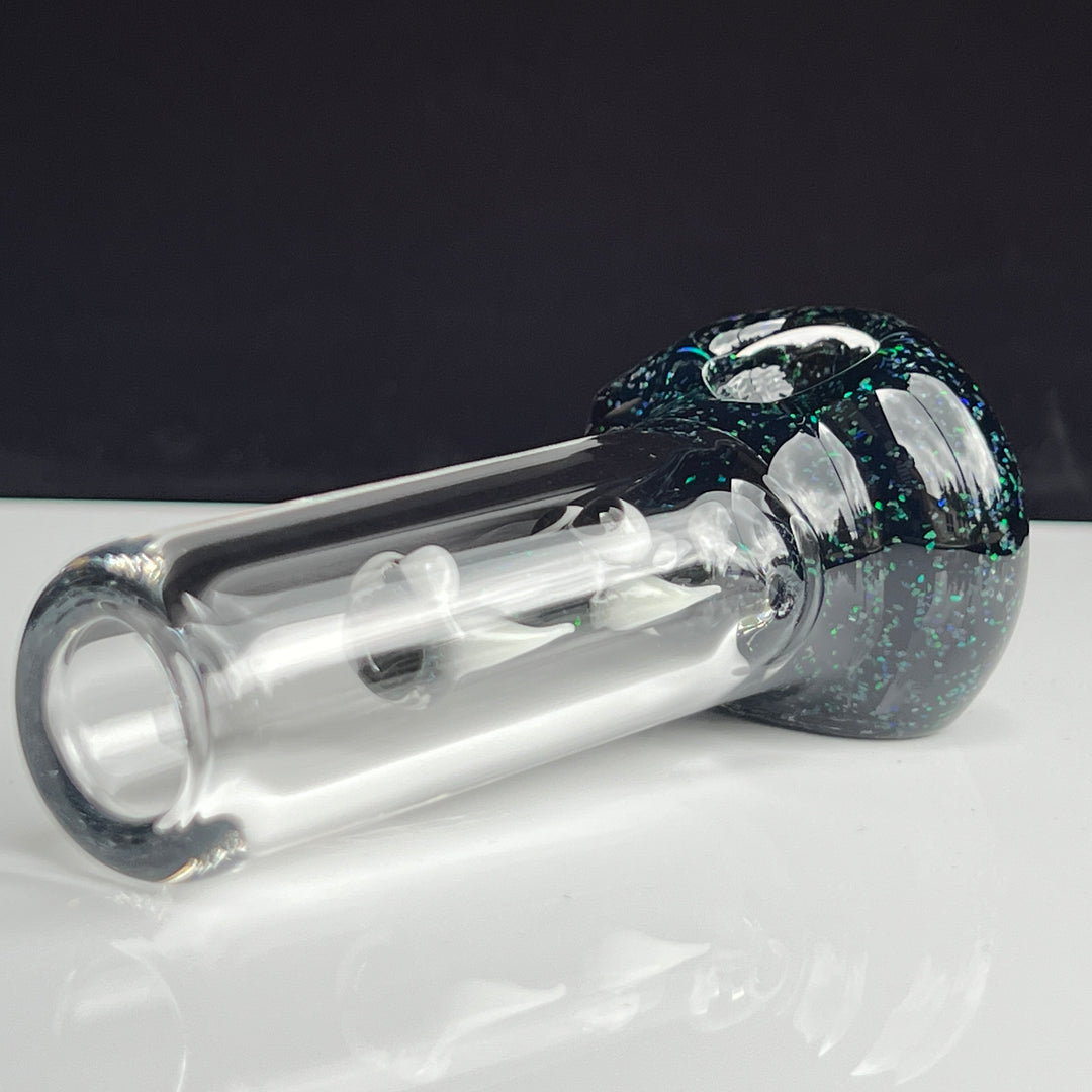 Black and Green Mini Crushed Opal Dragon Glass Pipe Gus Glass   