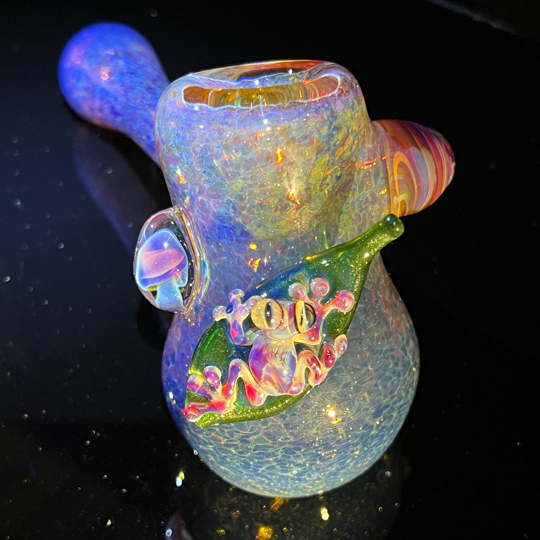 Purple Magic Frog and Mushroom Hammer Glass Pipe Beezy Glass   