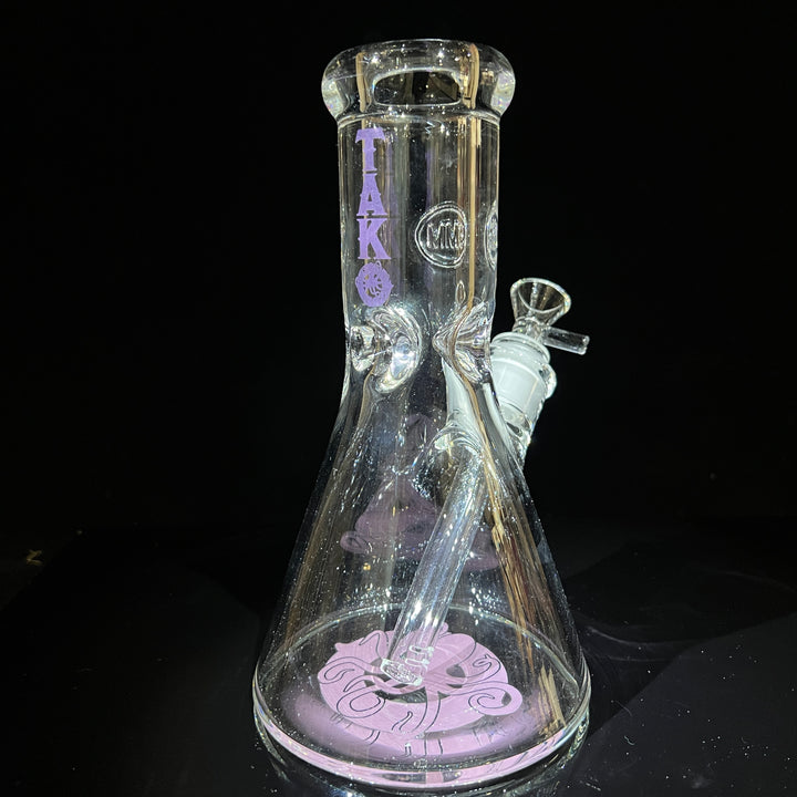 9 mm TAKO Label Beaker Bong Purple-8" Glass Pipe TG   