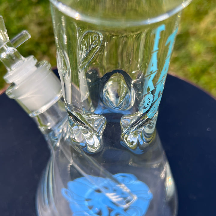 9 mm TAKO Label Beaker Bong Blue-8" Glass Pipe TG   