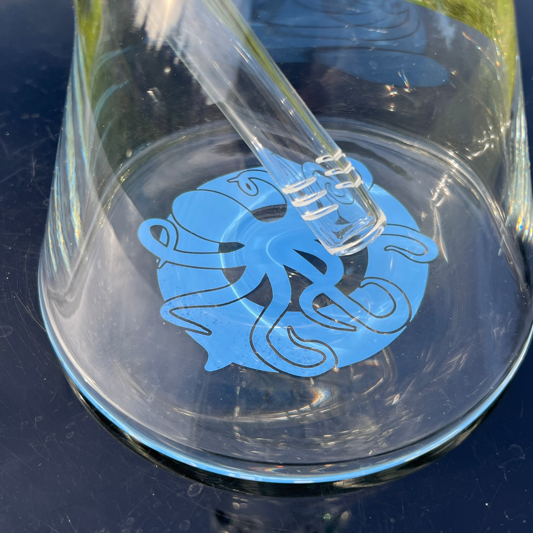 9 mm TAKO Label Beaker Bong Blue-8" Glass Pipe TG   