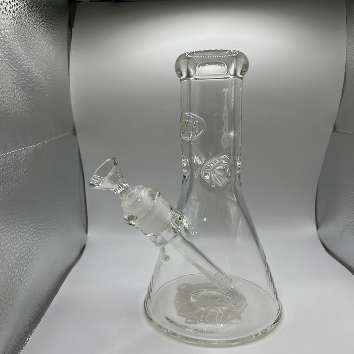 9 mm TAKO Label Beaker Bong Glow in the Dark 8" Glass Pipe TG   