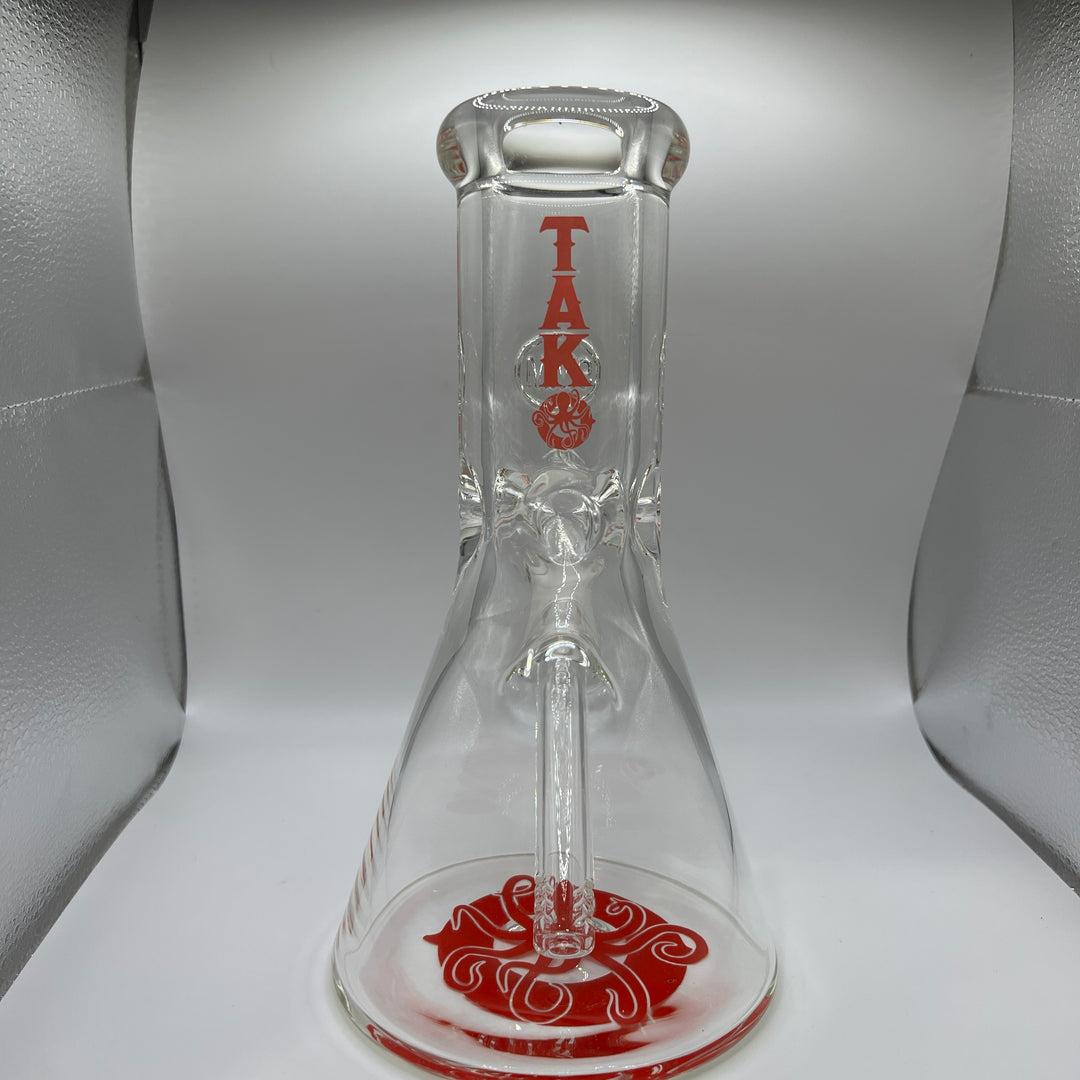 9 mm TAKO Label Beaker Bong Red-8" Glass Pipe TG   