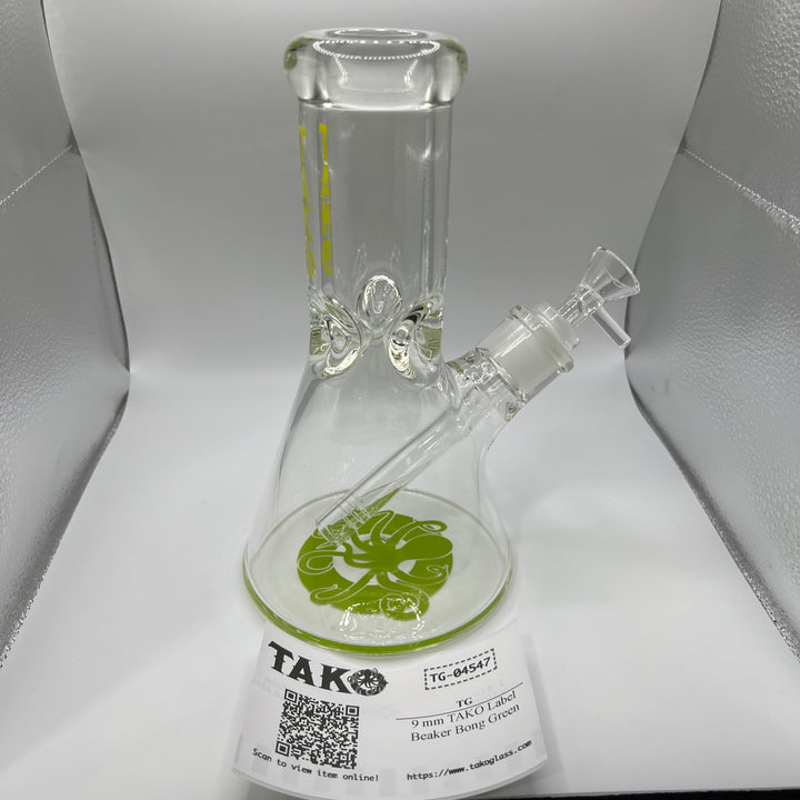 9 mm TAKO Label Beaker Bong Green-8" Glass Pipe TG   
