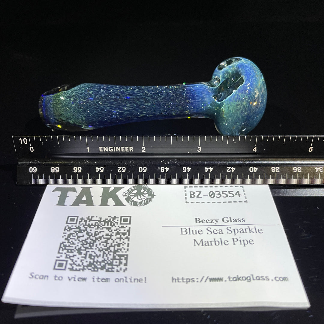 Blue Sea Sparkle Marble Pipe Glass Pipe Beezy Glass   