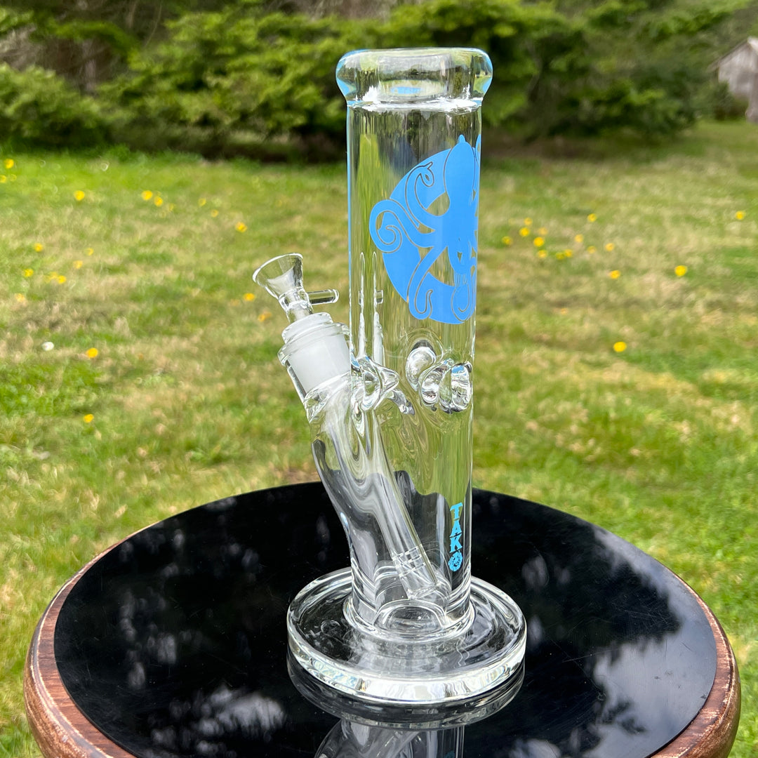 9 mm TAKO Label Straight Bong Blue-10" Glass Pipe TG   