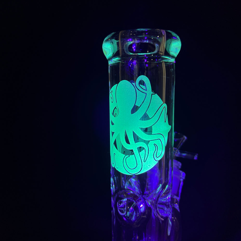 9 mm TAKO Label Straight Bong Glow in the Dark-10" Glass Pipe TG   