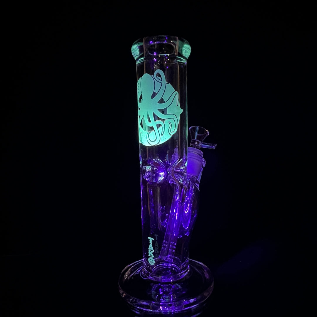 9 mm TAKO Label Straight Bong Glow in the Dark-10" Glass Pipe TG   
