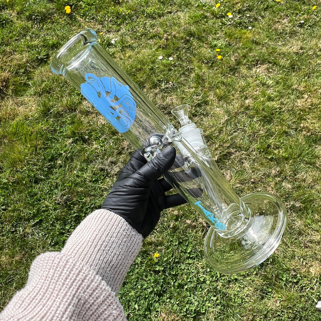 9 mm TAKO Label Straight Bong Blue-12" Glass Pipe TG   