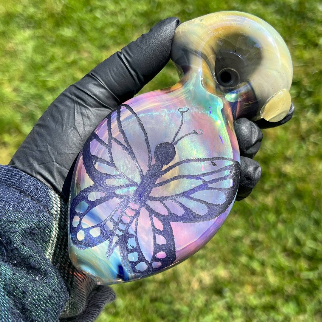 Carved Butterfly Pipe Glass Pipe Street Kitty Glass   