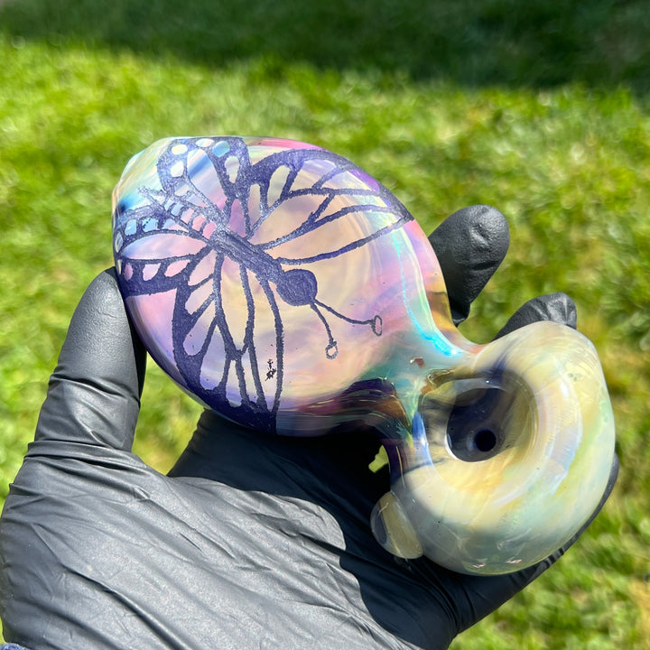 Carved Butterfly Pipe Glass Pipe Street Kitty Glass   