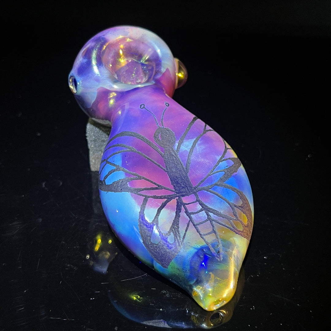 Carved Butterfly Pipe Glass Pipe Street Kitty Glass   