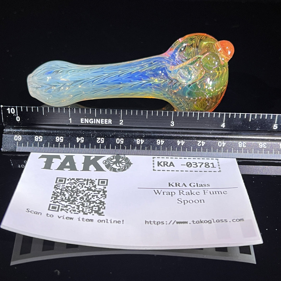 Wrap N Rake Fume Spoon Glass Pipe KRA Glass   