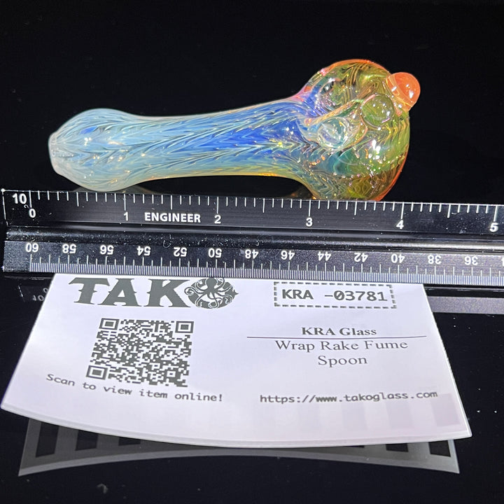 Wrap N Rake Fume Spoon Glass Pipe KRA Glass   