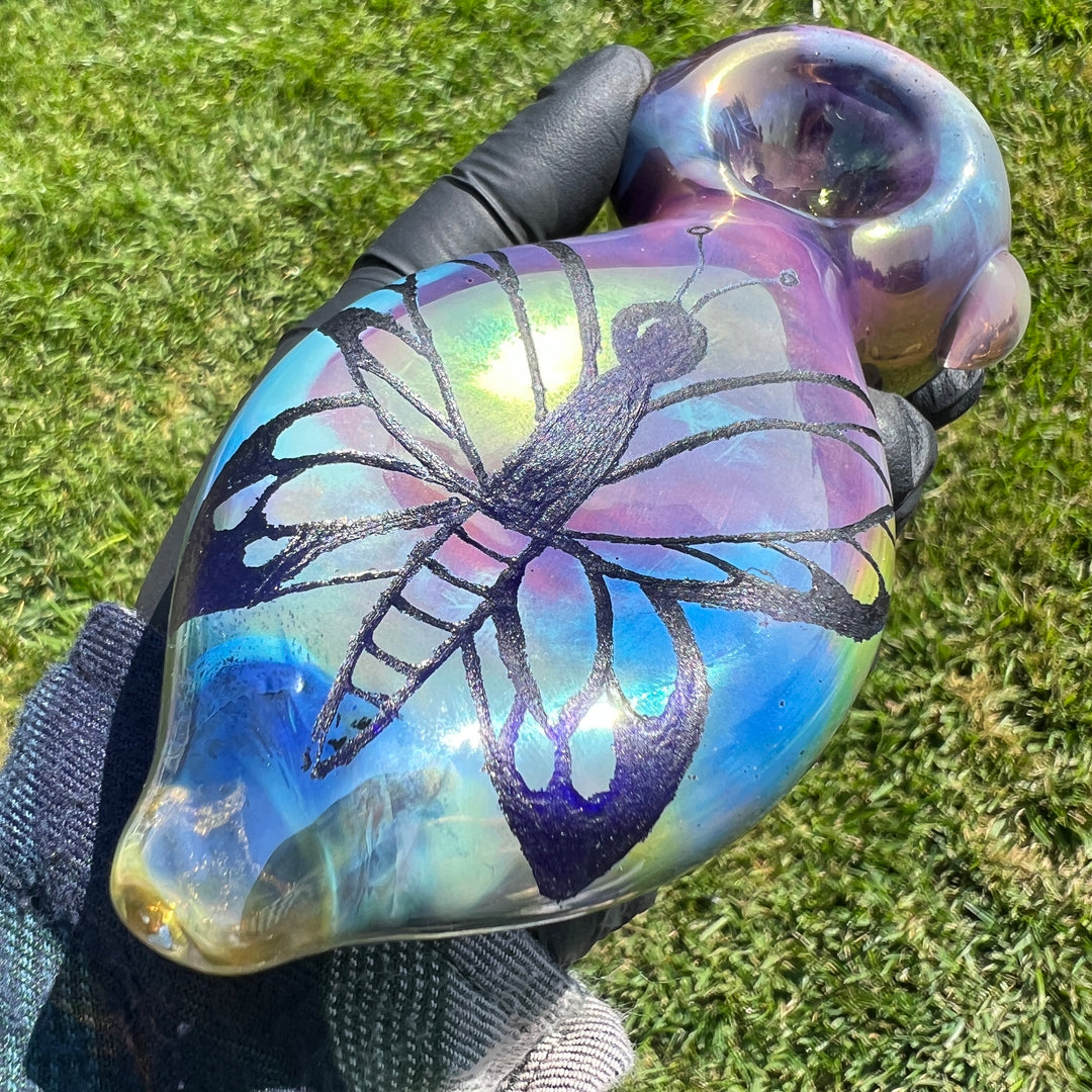 Carved Butterfly Pipe Glass Pipe Street Kitty Glass   