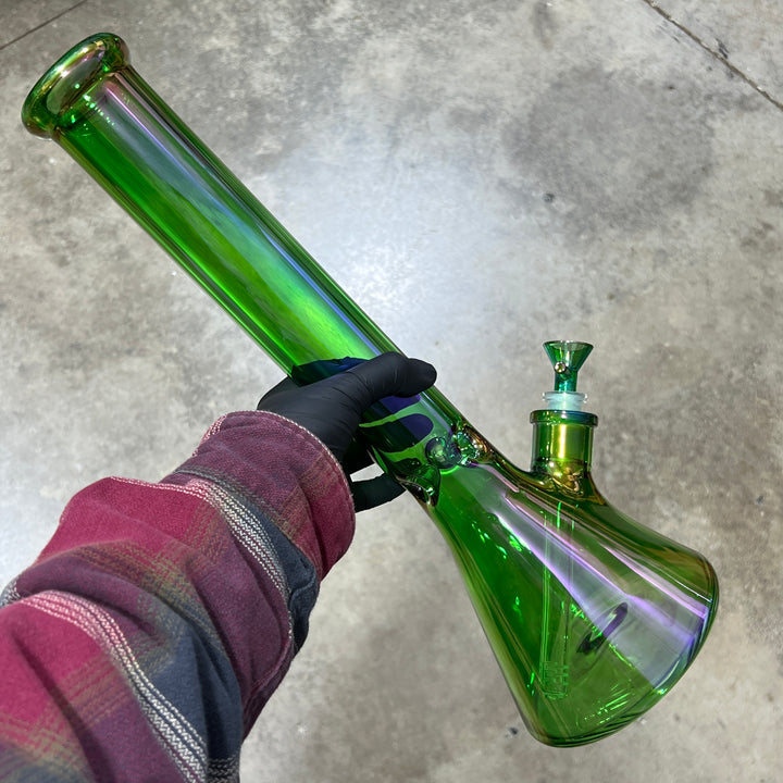 16" Translucent Beaker Bong - Green Glass Pipe TG   