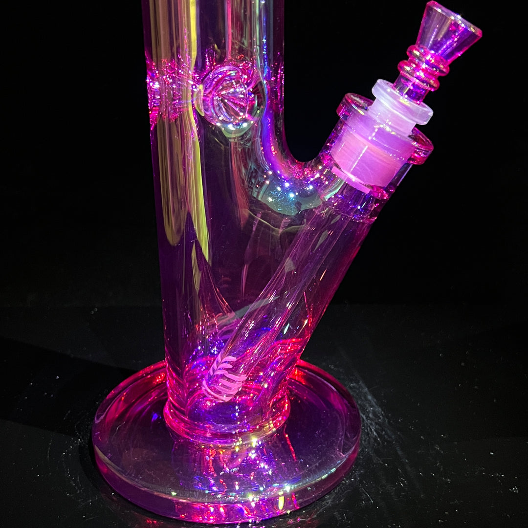 14" Translucent Straight Tube Bong - Pink Glass Pipe TG   